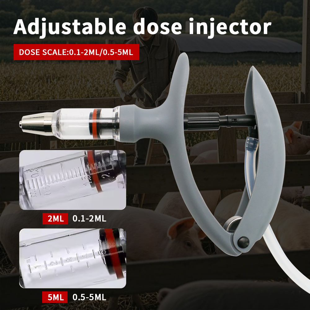 Veterinary Syringe Gun - 1개 2ml / 5ml 동물 연속