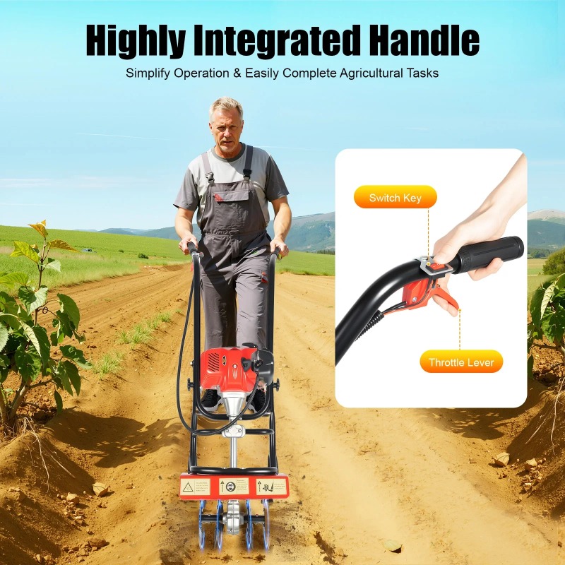 Soil Tilling Cultivator - 52CC 2행정 정원 경운기, 잔디밭, 밭
